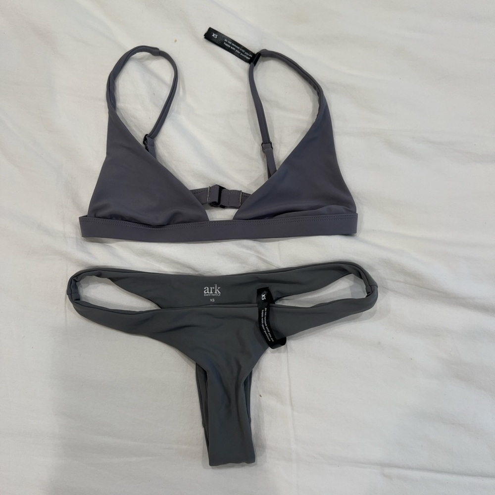 Ark Swimwear grey bikini set.